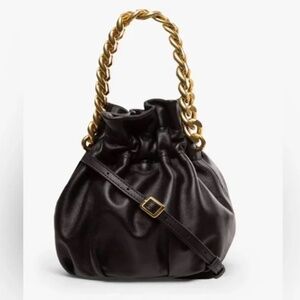 Staud Grace Black Leather Chain Bag